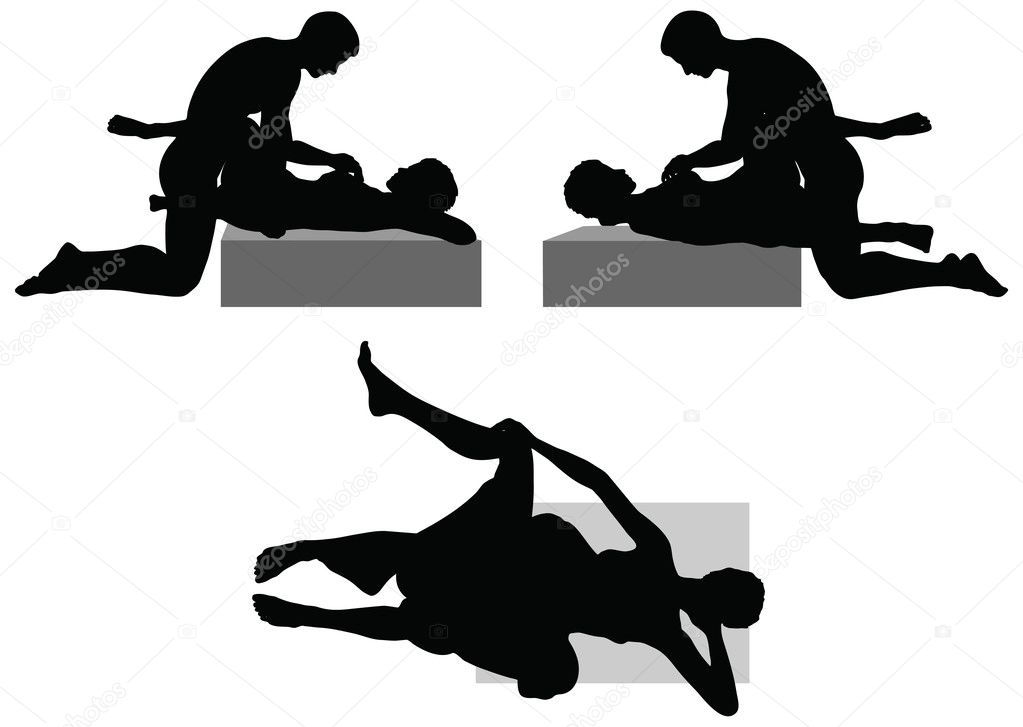 Silhouette With Kama Sutra Positions On White Background — Stock Vector