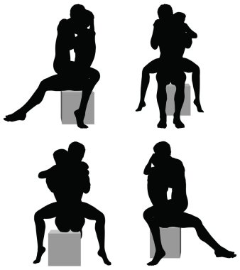 kama sutra pozisyon beyaz zemin üzerine siluet