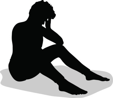 beyaz zemin üzerinde bir adam silüeti