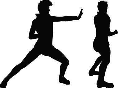 beyaz zemin üzerinde bir adam silüeti