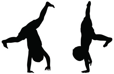 çocuklar üzerinde beyaz izole silhouettes.