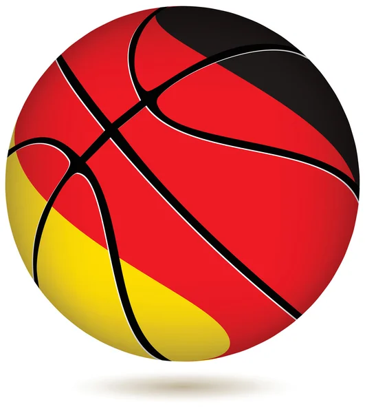 Pallone da basket con bandiera tedesca su bianco . — Vettoriale Stock