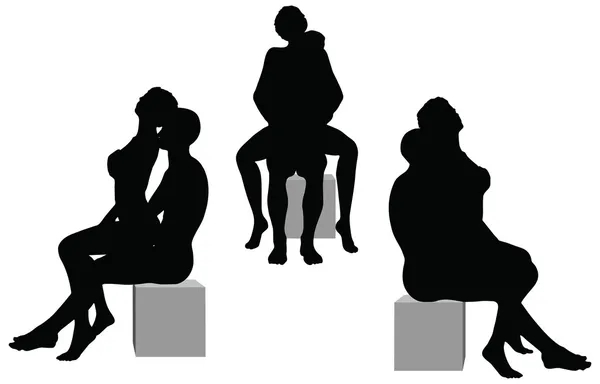 Silhouette mit Kama-Sutra-Positionen auf weißem Hintergrund — Stockvektor