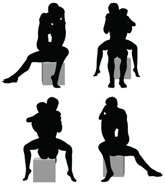 Silhouet met kama sutra posities op witte achtergrond — Stockvector