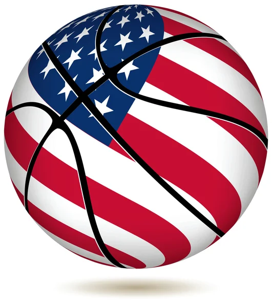 美国国旗上白色篮球球. — 图库矢量图片