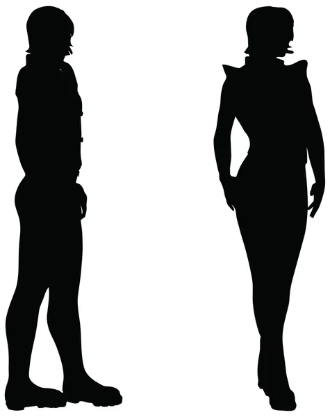 Silhouette d'une femme sur fond blanc — Image vectorielle