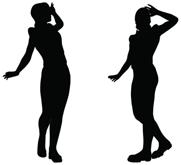 Silhuetten av en kvinna på vit bakgrund — Stock vektor