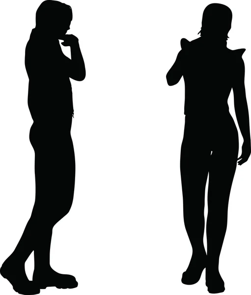 Silhouette einer Frau auf weißem Hintergrund — Stockvektor