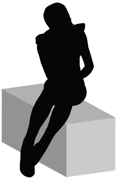 Silueta de una mujer sobre fondo blanco — Vector de stock