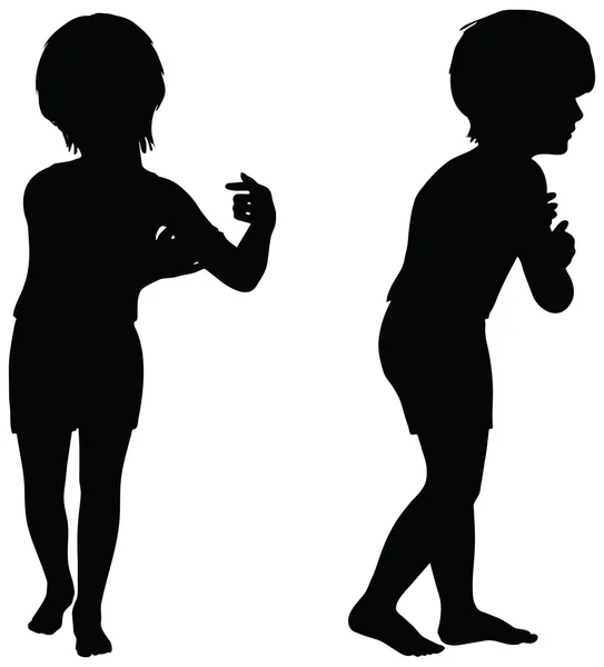Kids Silhouettes isolated on white. — Stock Vector