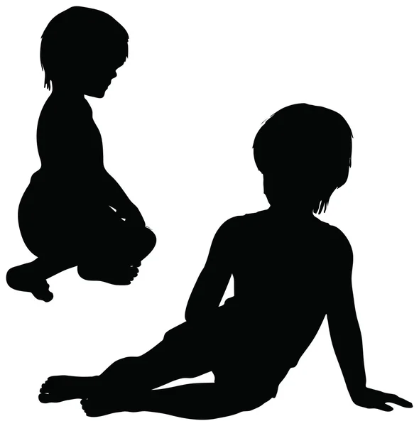 Kids Silhouettes isolated on white. — Stock Vector