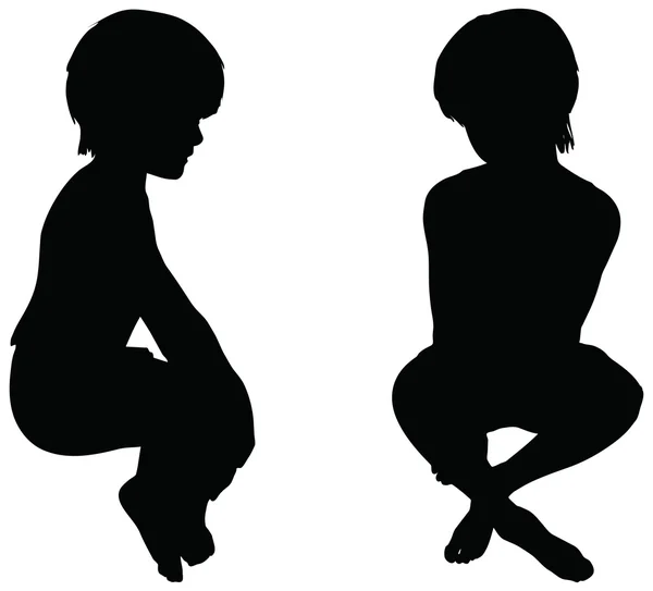 Kids Silhouettes isolated on white. — Stock Vector