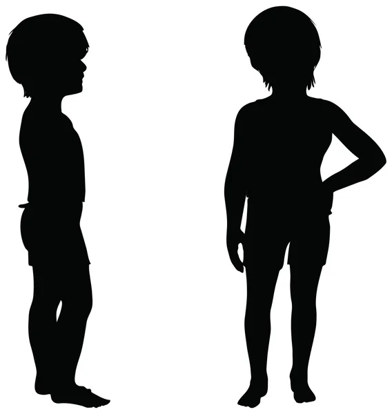 Kinder Silhouetten isoliert auf weiß. — Stockvektor