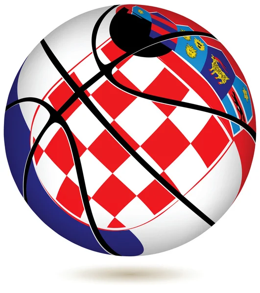 Basketbal bal met Kroatië vlag op wit. — Stockvector