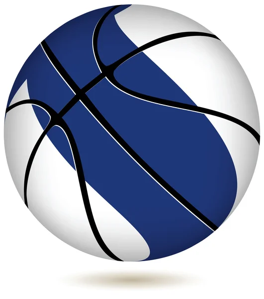 Basketbal bal met finland vlag op wit. — Stockvector