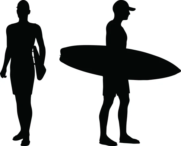 Silueta Surfboy — Vector de stock