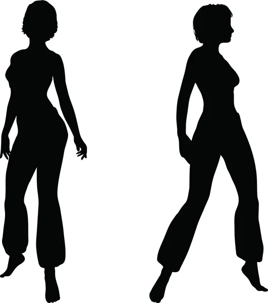 Danser vrouw silhouet — Stockvector