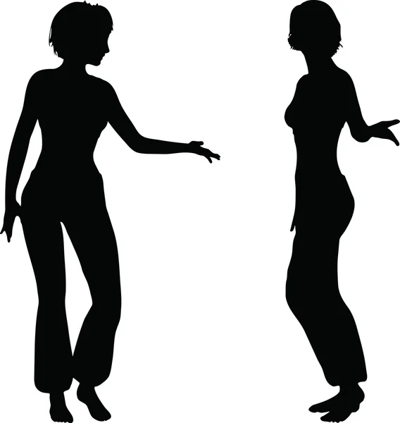 Danser vrouw silhouet — Stockvector