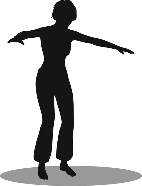 ダンサーの女性のシルエット — ストックベクタ