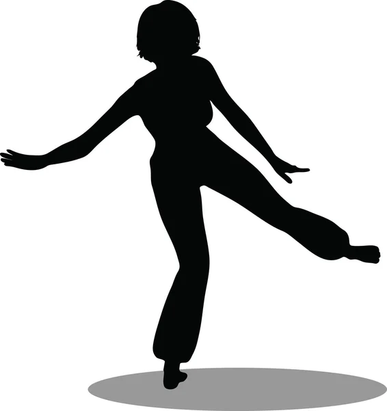 Táncos nő sziluett — Stock Vector