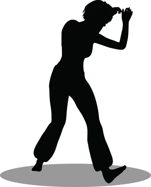 Dansçı kadın silueti — Stok Vektör