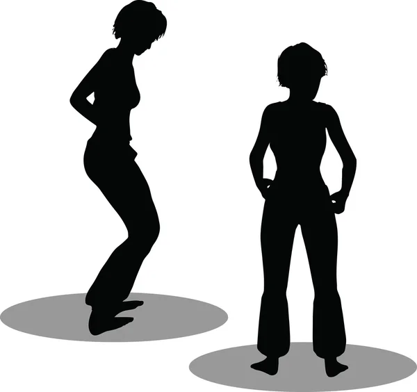 Silueta de mujer bailarina — Vector de stock