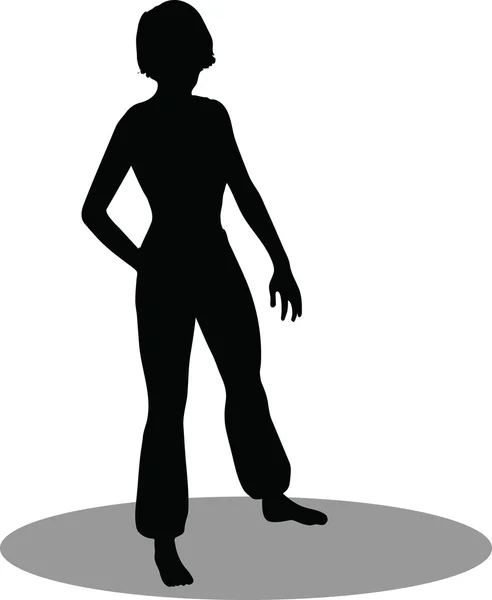 Silueta de mujer bailarina — Vector de stock