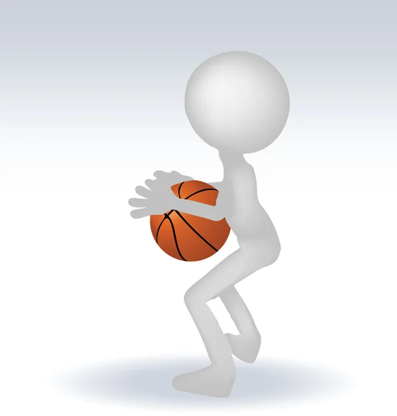 3D insan basketbolcu — Stok Vektör