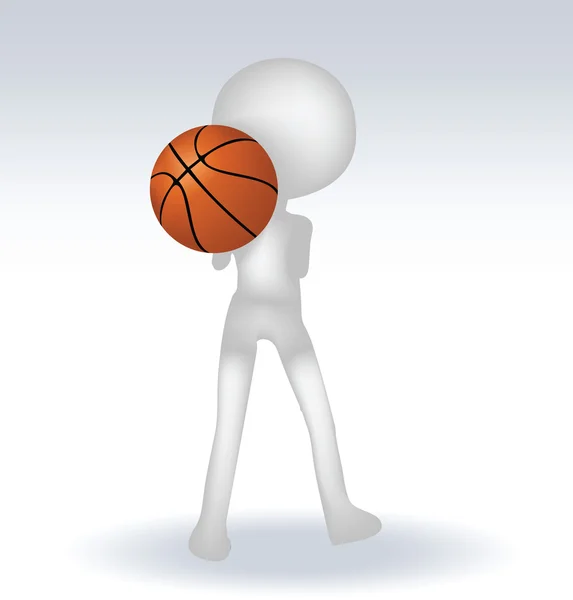 3d jugador de baloncesto humano — Vector de stock