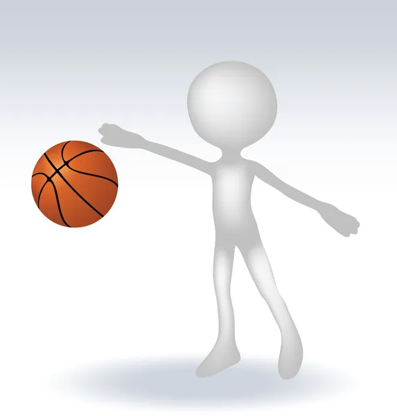 3d jugador de baloncesto humano — Vector de stock