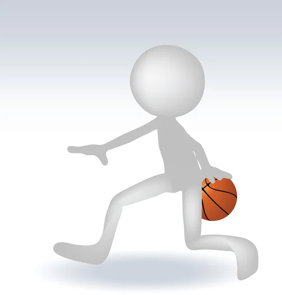 3D mänskliga basketspelare — Stock vektor