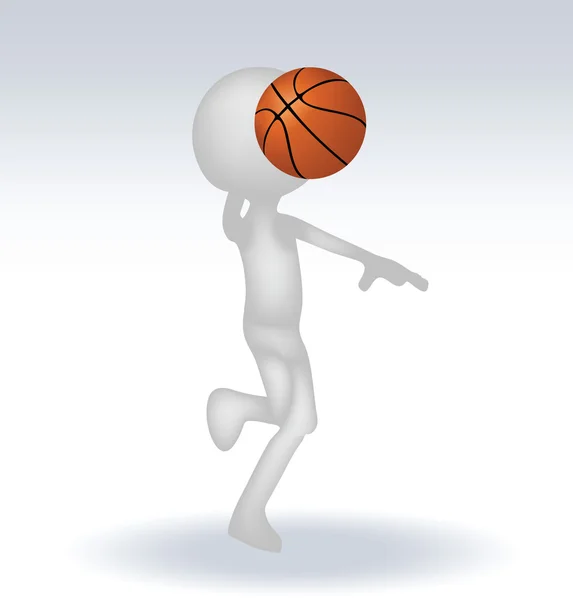 3d jogador de basquete humano — Vetor de Stock