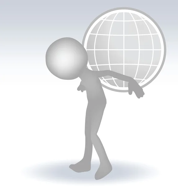 3d homme porter globe sur le dos — Image vectorielle