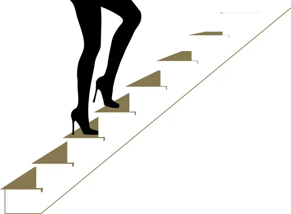 Zenske nohy chůzi po schodech — Stockový vektor