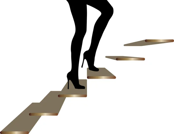 Womans legs walking on stairs — Stock Vector