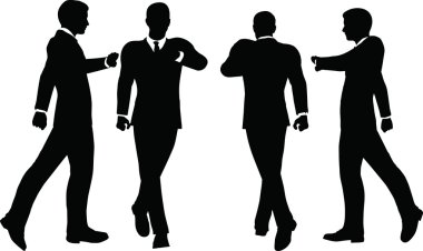 Evrak Çantası'nın silueti ile yürüyüş iş adamları