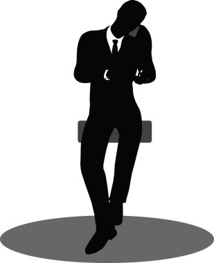 iş adamları telefon oturma siluet