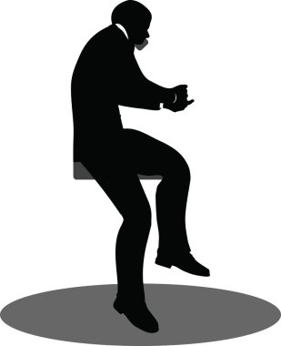 iş adamları telefon oturma siluet