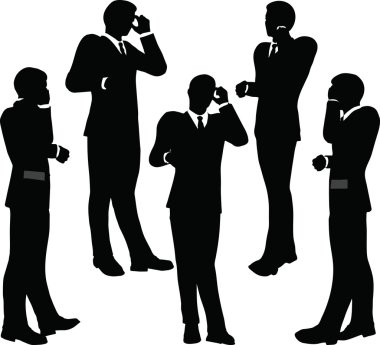 iş adamları telefon ayakta siluet