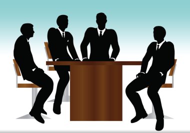 oturma siluet toplantı iş adamları