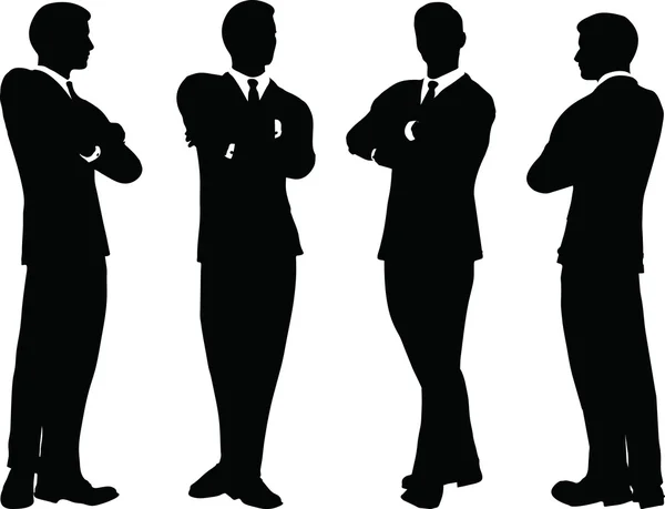 Business people standing silhouette — Stock Vector