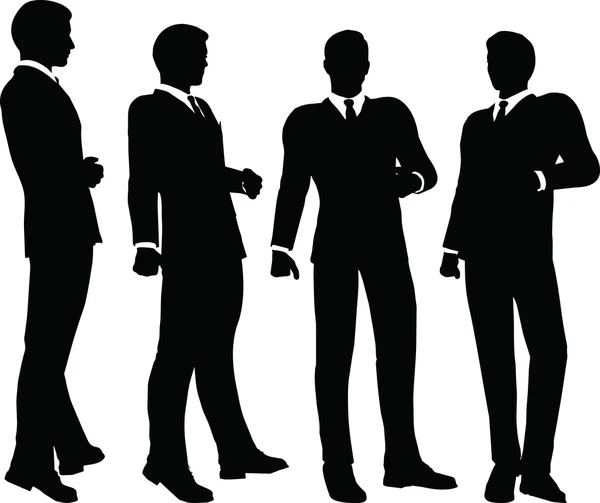Uomini d'affari in piedi silhouette — Vettoriale Stock