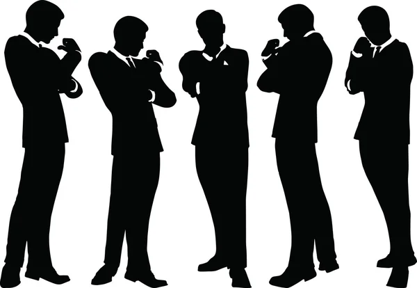 Business people standing silhouette — Stock Vector