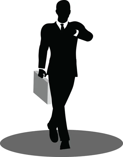 Business people walking with briefcase silhouette — Stock Vector