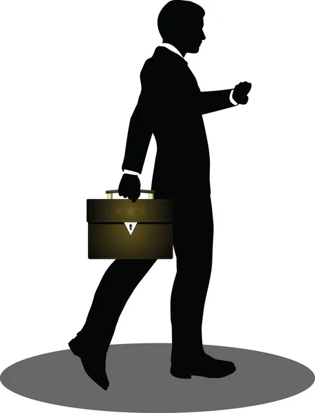 Business people walking with briefcase silhouette — Stock Vector