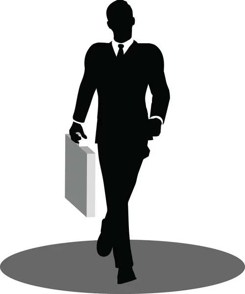 Gente de negocios caminando con silueta de maletín — Archivo Imágenes Vectoriales