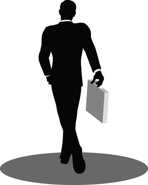 Gente de negocios caminando con silueta de maletín — Vector de stock