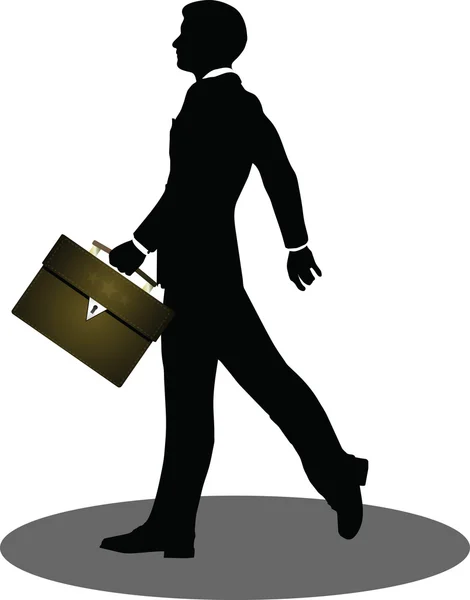 Business people walking with briefcase silhouette — Stock Vector