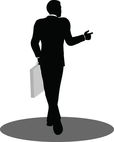 Business people walking with briefcase silhouette — Stock Vector