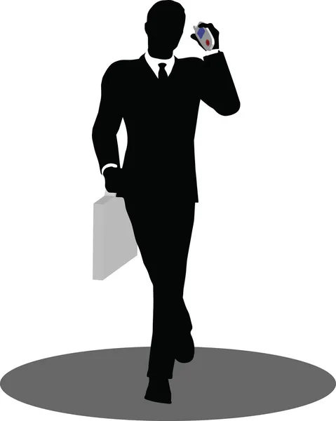 Business people walking with briefcase silhouette — Stock Vector